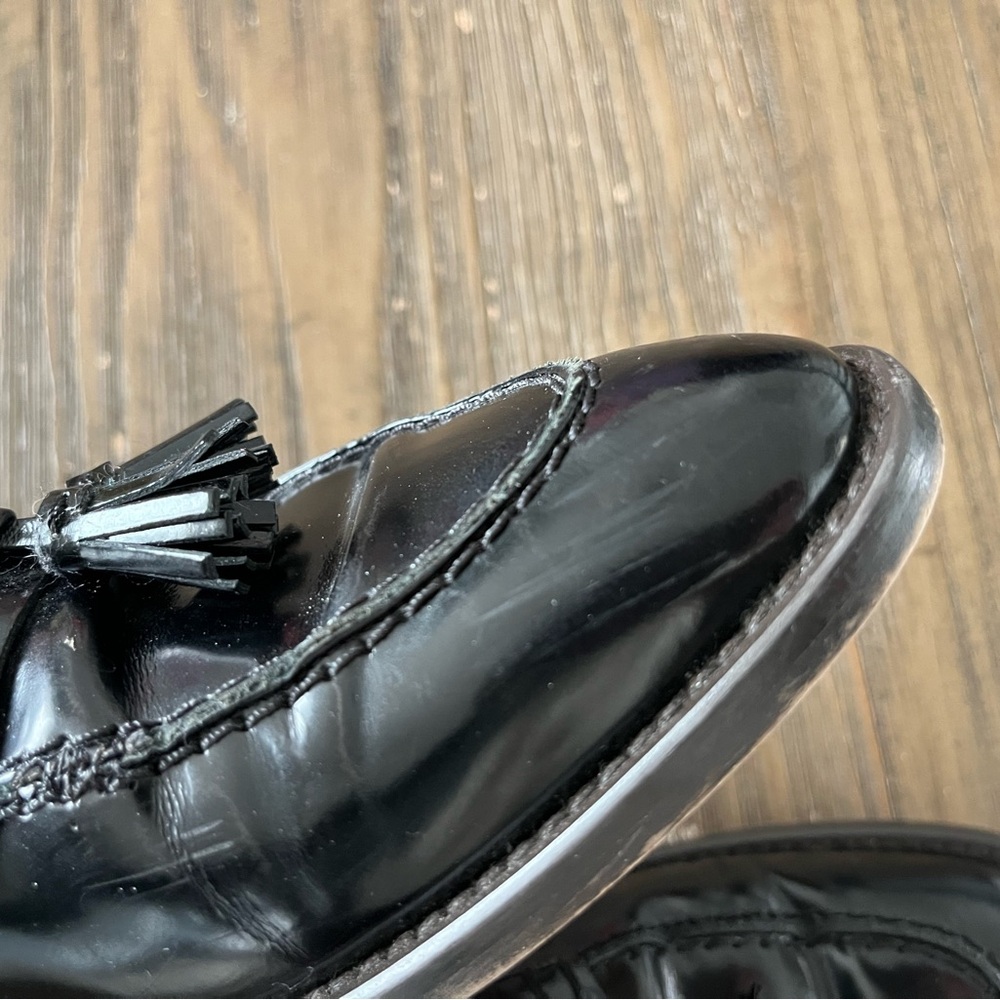 J Crew Black Leather Tassel Loafers ~ Sz 7.5 - Picture 4 of 16